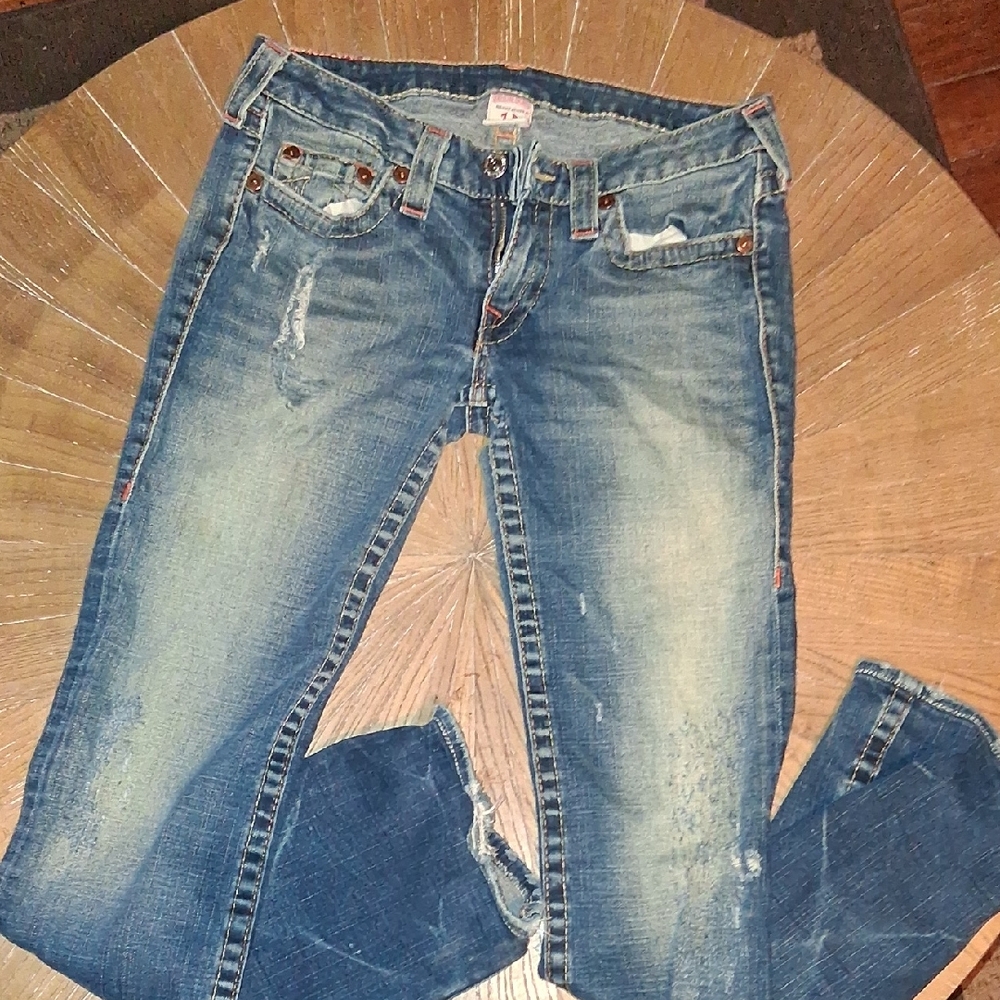 True Religion Light Blue Distressed Skinny Jeans